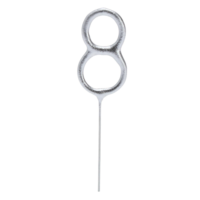 Sainsbury's silver number 8 cake sparkler candle 17cm - British product