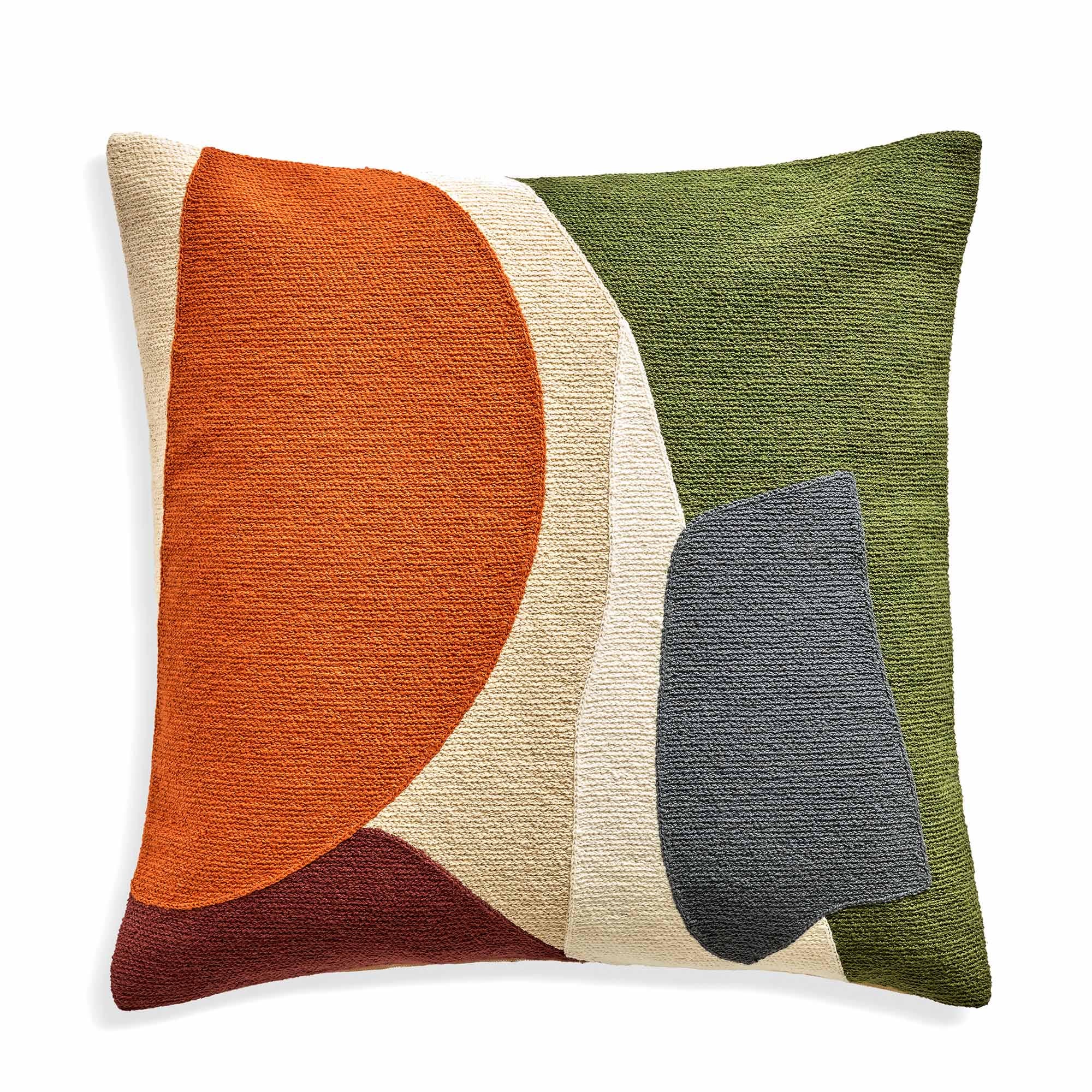 Habitat cushion autumn abstract crewel pattern 43cm, UK version