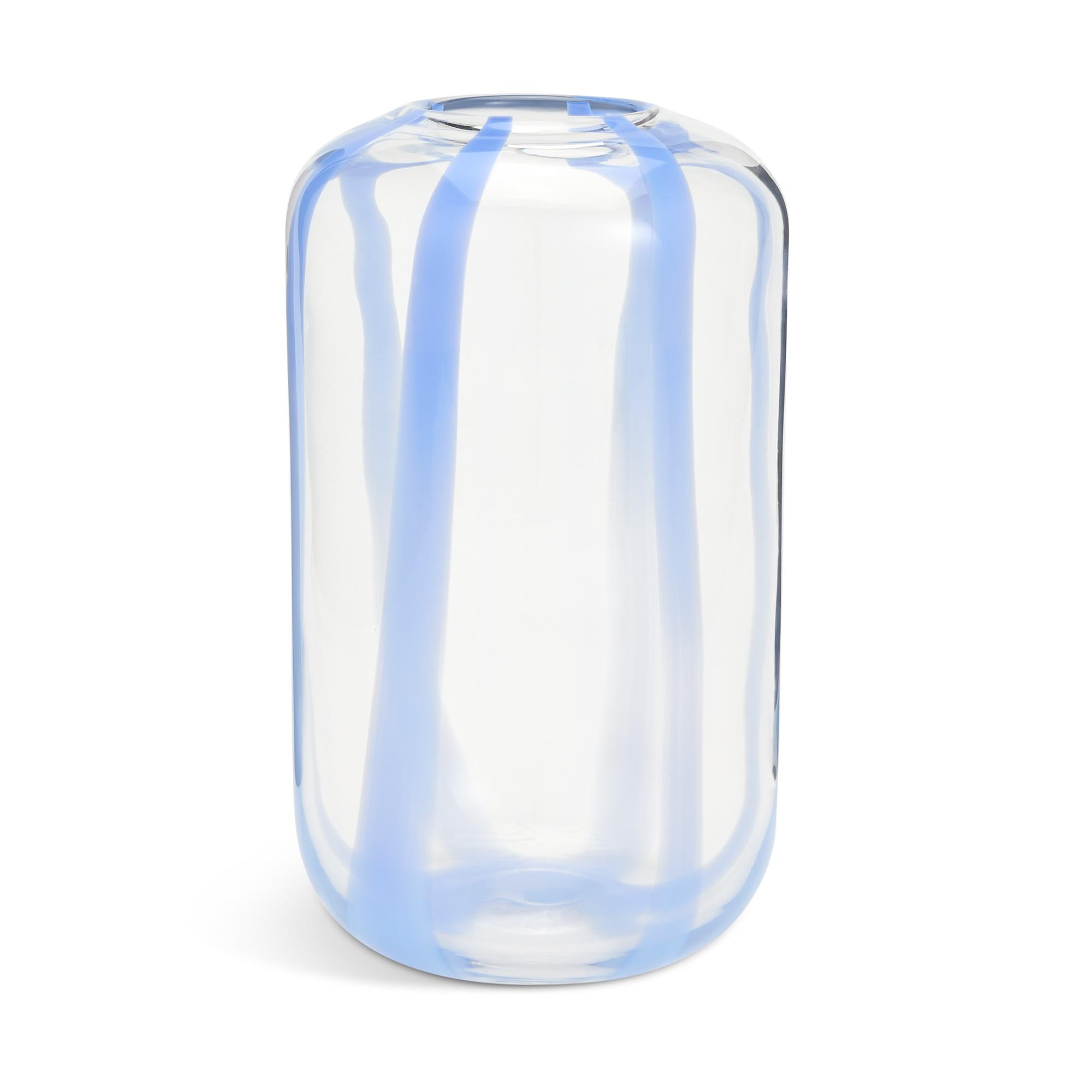 Habitat glass vase Blue Stripe 28.8cm height, UK version