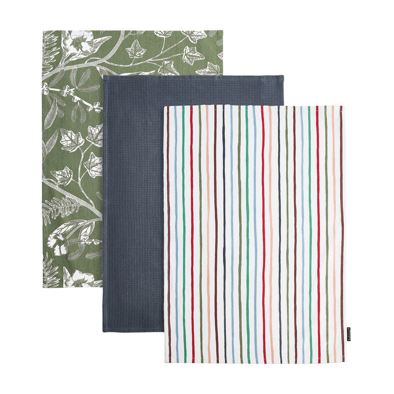 Habitat floral and stripe tea towels 3 pack, UK version