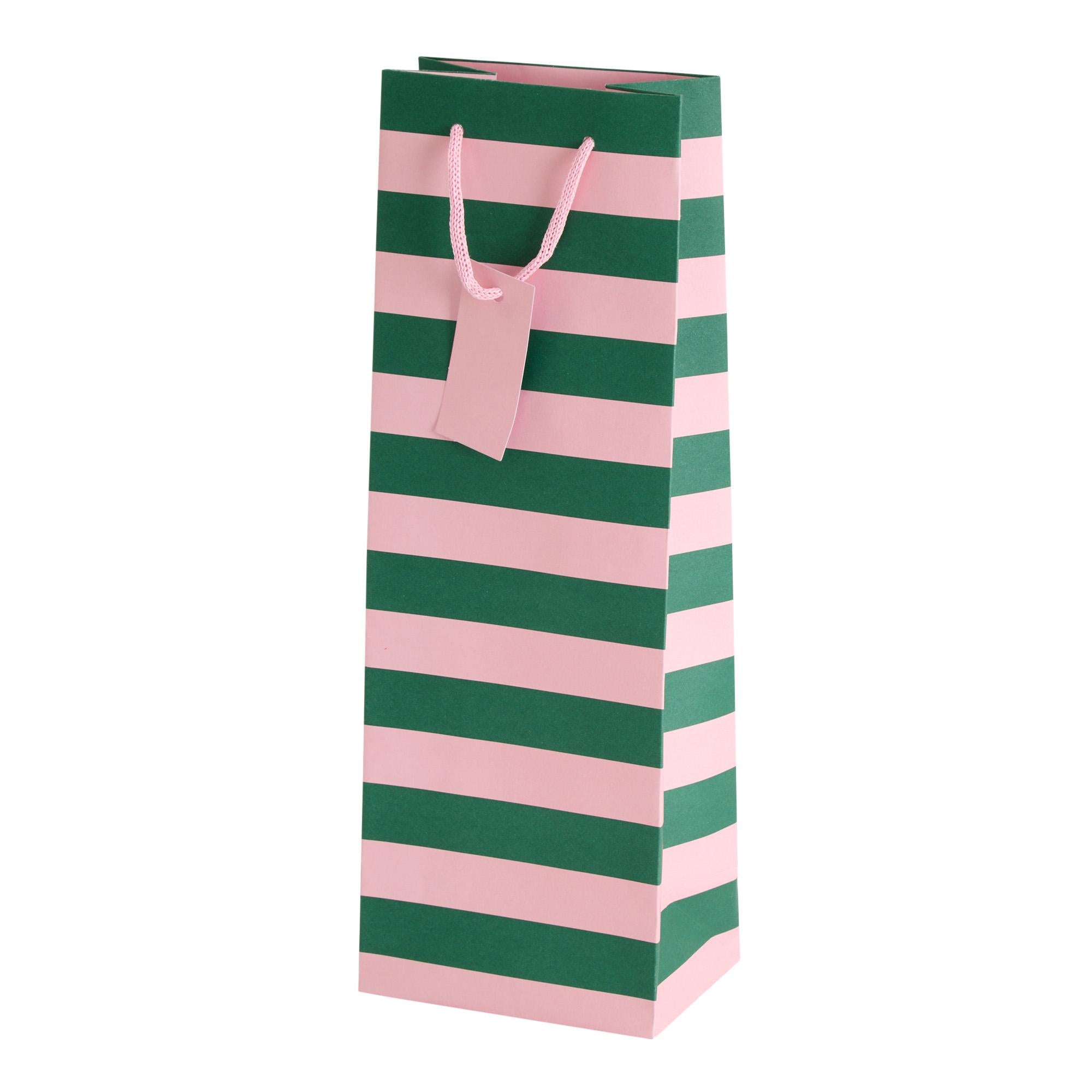 Sainsbury's Home green and pink stripe bottle bag H35cm, UK version