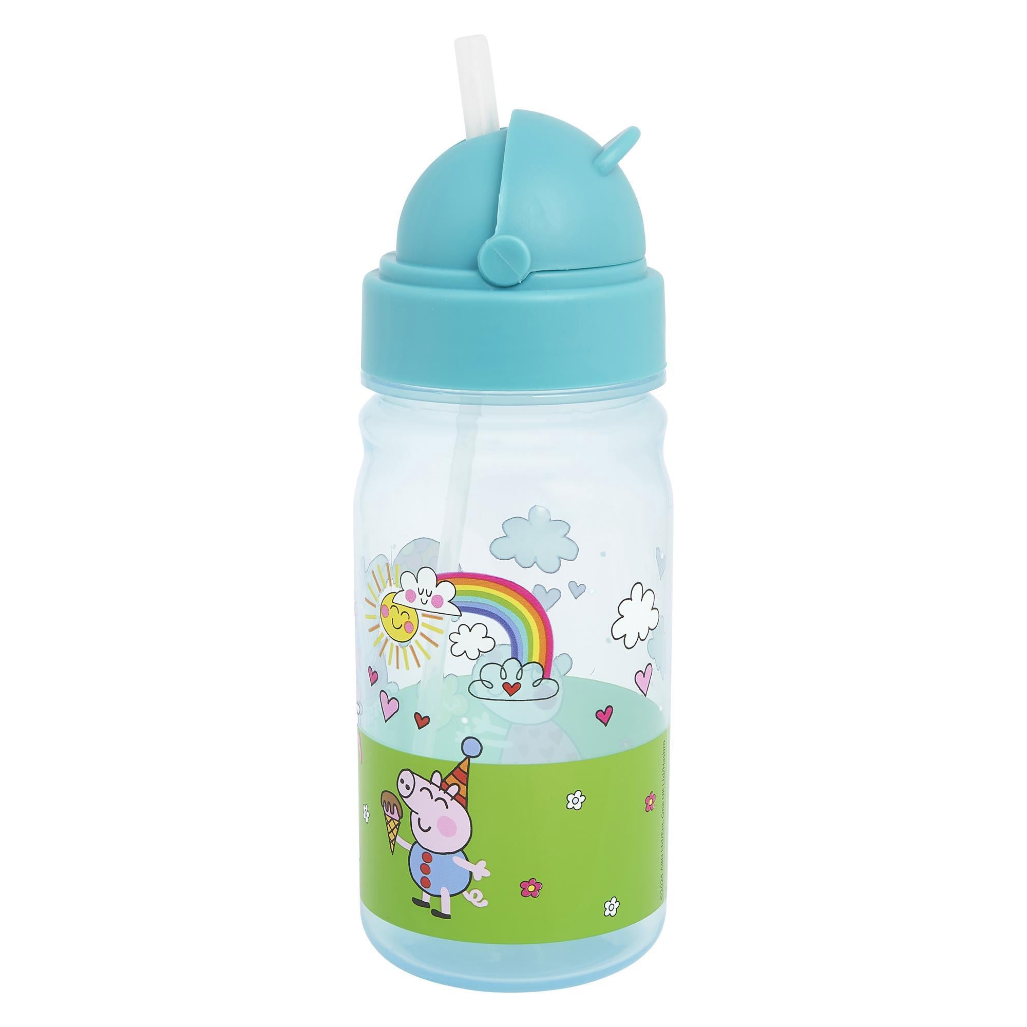 Official Peppa Pig water bottle 400ml with straw, imported from the UK