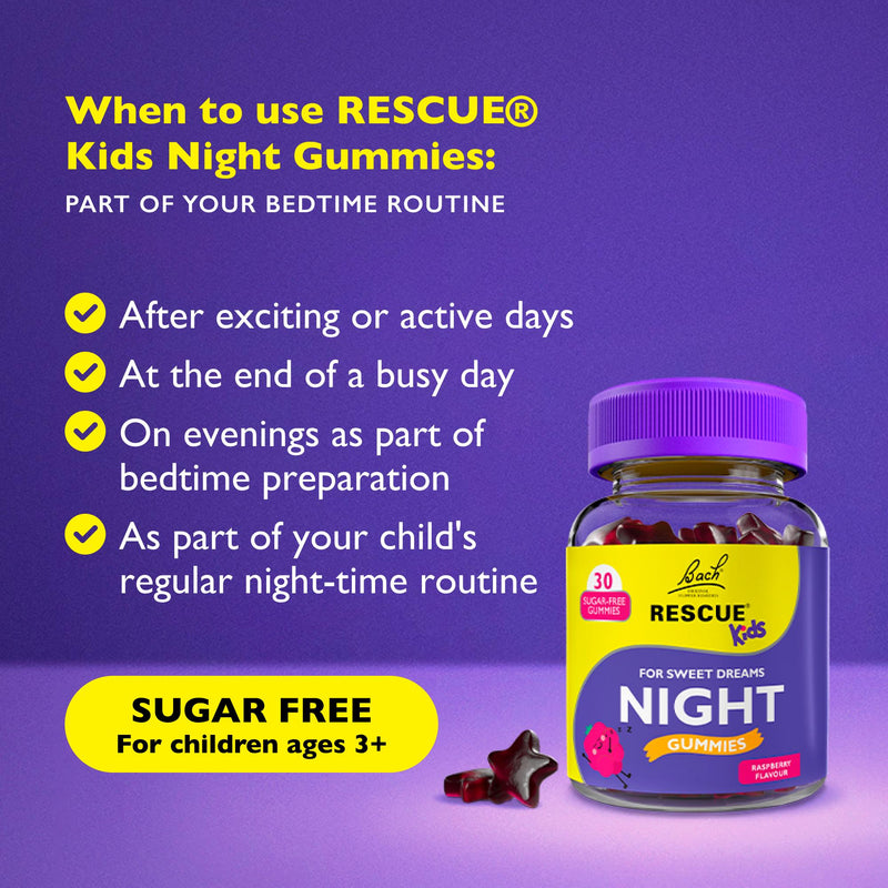 Bach Rescue Night Kids Gummies 30ct raspberry flavour, UK version