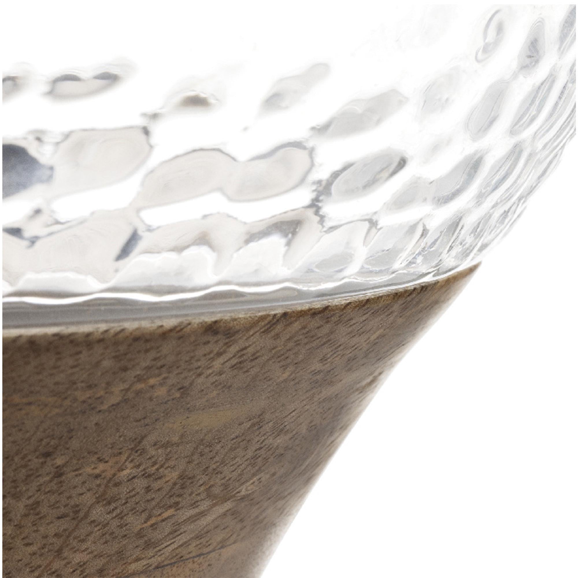 Habitat hurricane candle holder hammered glass wooden base (British brand)