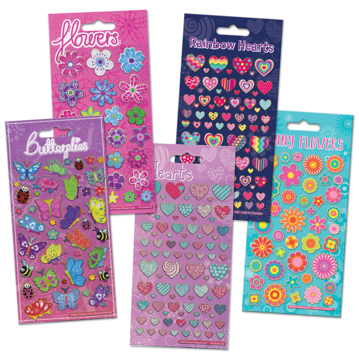 Paper Projects stickers hearts butterflies flowers - British product
