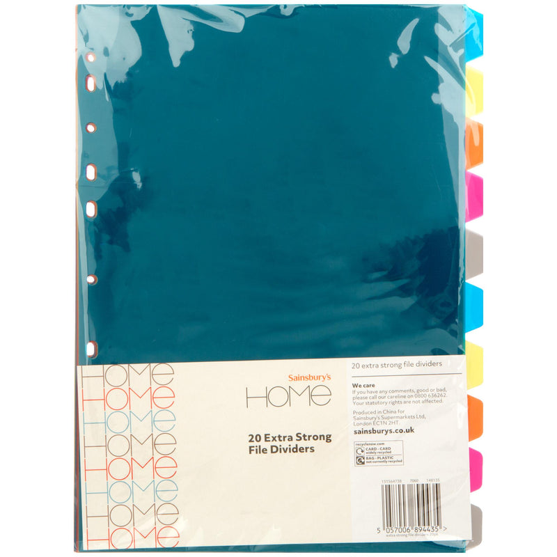 Sainsbury's Home Extra Strong File Dividers 20pk (British brand)