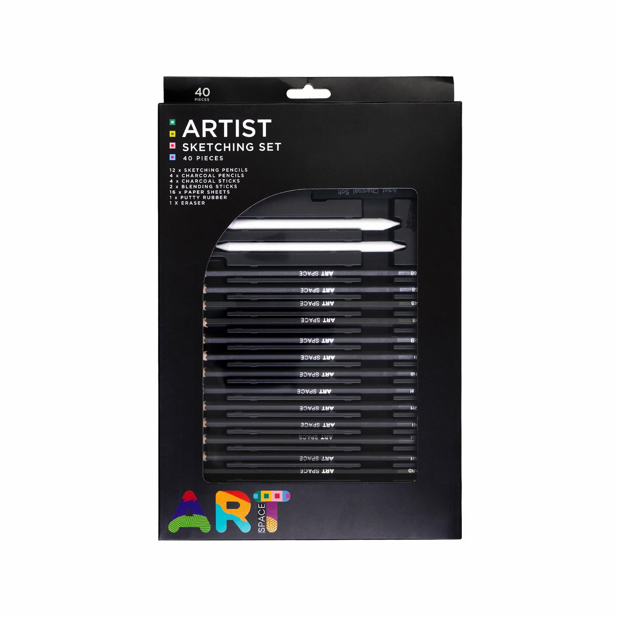 ArtSpace 40-piece sketching art set pencils eraser - British product