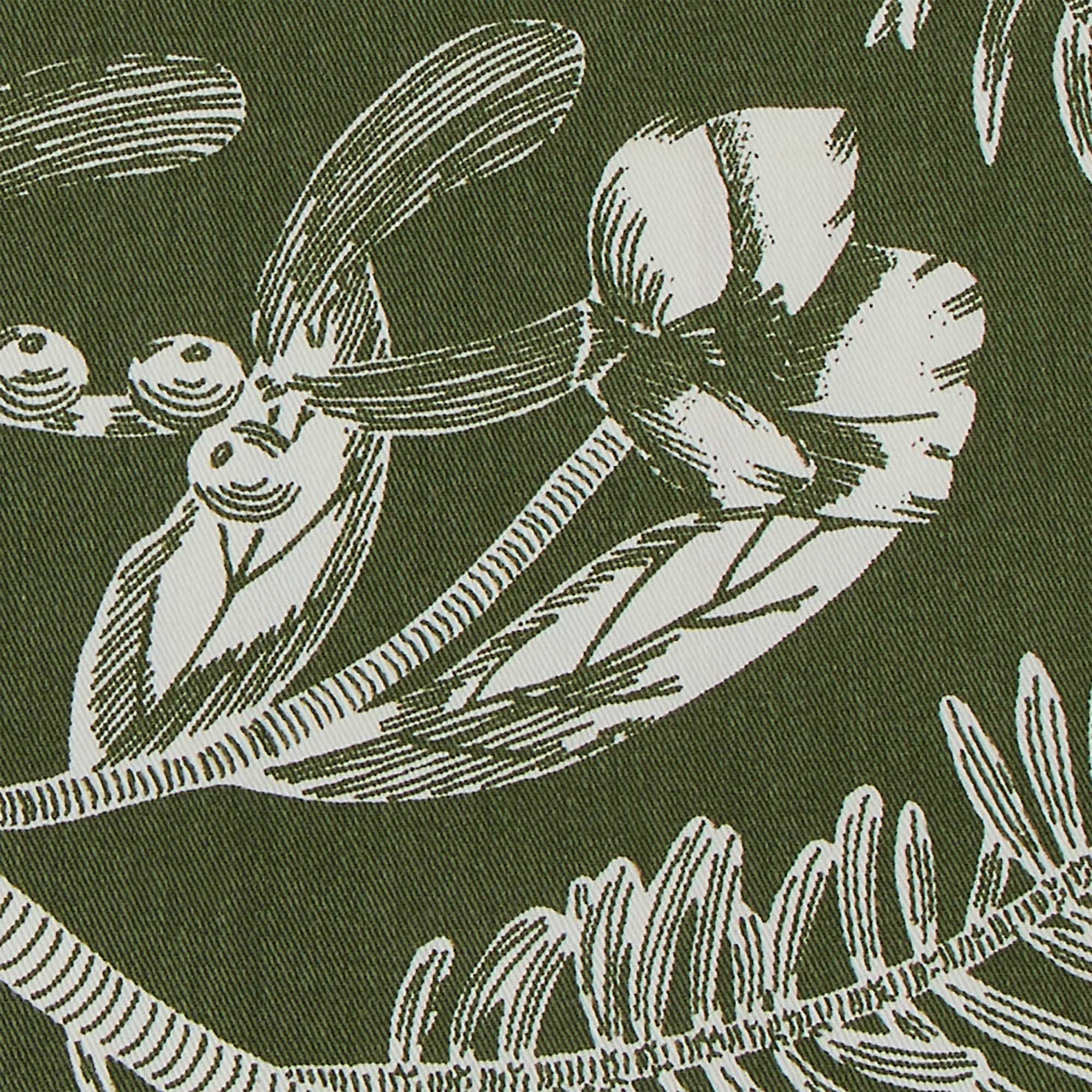 Habitat Floral Stripe Cotton Table Runner Green 220 x 33cm, UK version