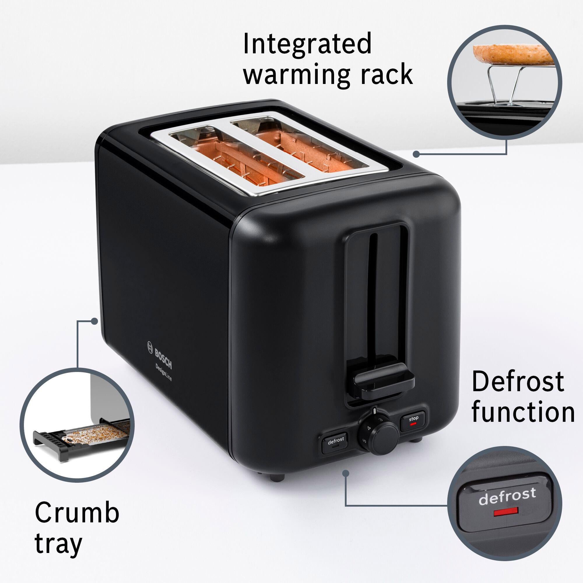 Bosch DesignLine 2 slice stainless steel toaster - UK version