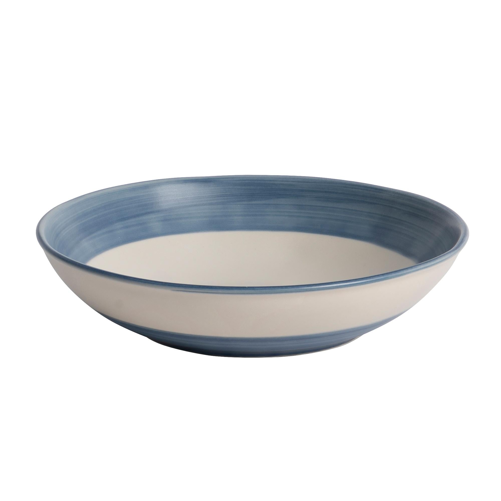 Habitat Artisan Stripe Blue Stoneware Pasta Bowl 22.5cm, UK version