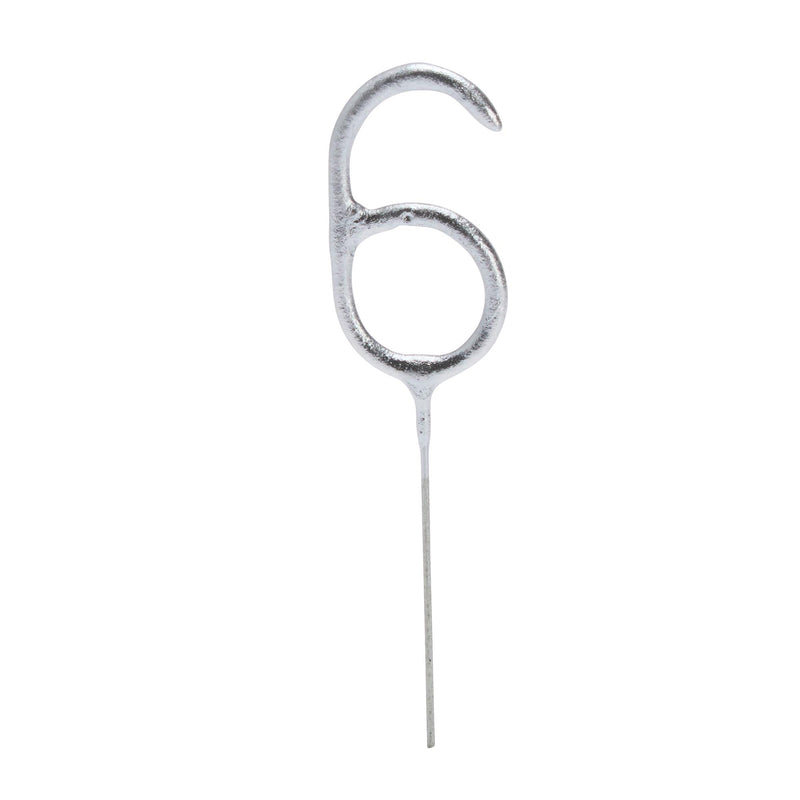Sainsbury's Home silver number 6 sparkler candle, imported from the UK