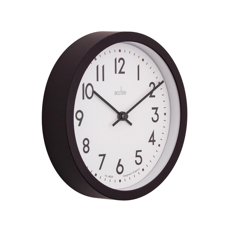 Acctim Elstow retro analogue wall clock black 20cm - British product