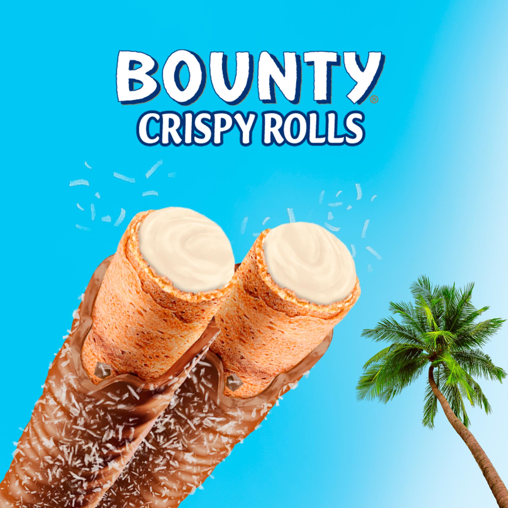 Bounty milk chocolate coconut crispy rolls multipack 5 x 23.4g, UK version