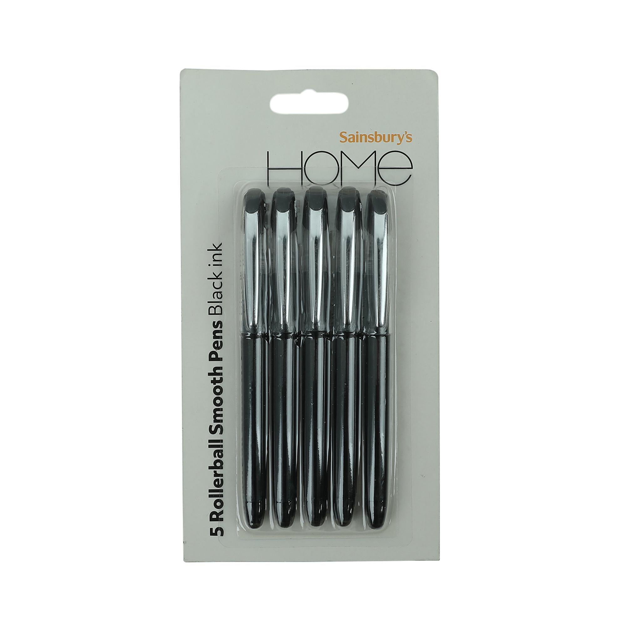 Sainsbury's Home black rollerball pens 5 pack (British brand)