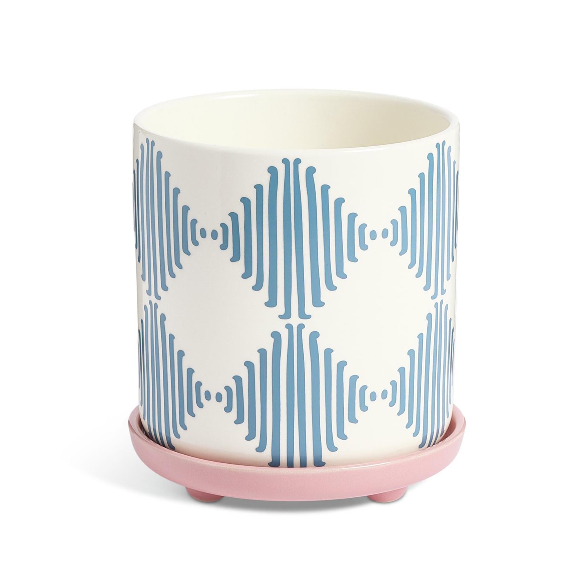 Habitat Harlequin ceramic planter with saucer, imported from the UK