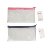 Sainsbury's Home small clear pencil case with pink/navy zip (British brand)