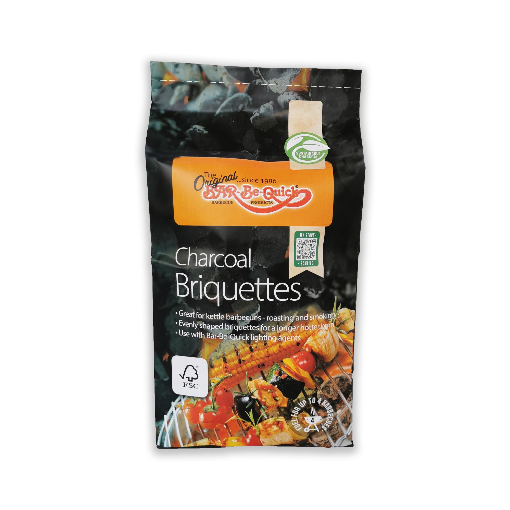 Bar-Be-Quick charcoal briquettes 4kg, imported from the UK