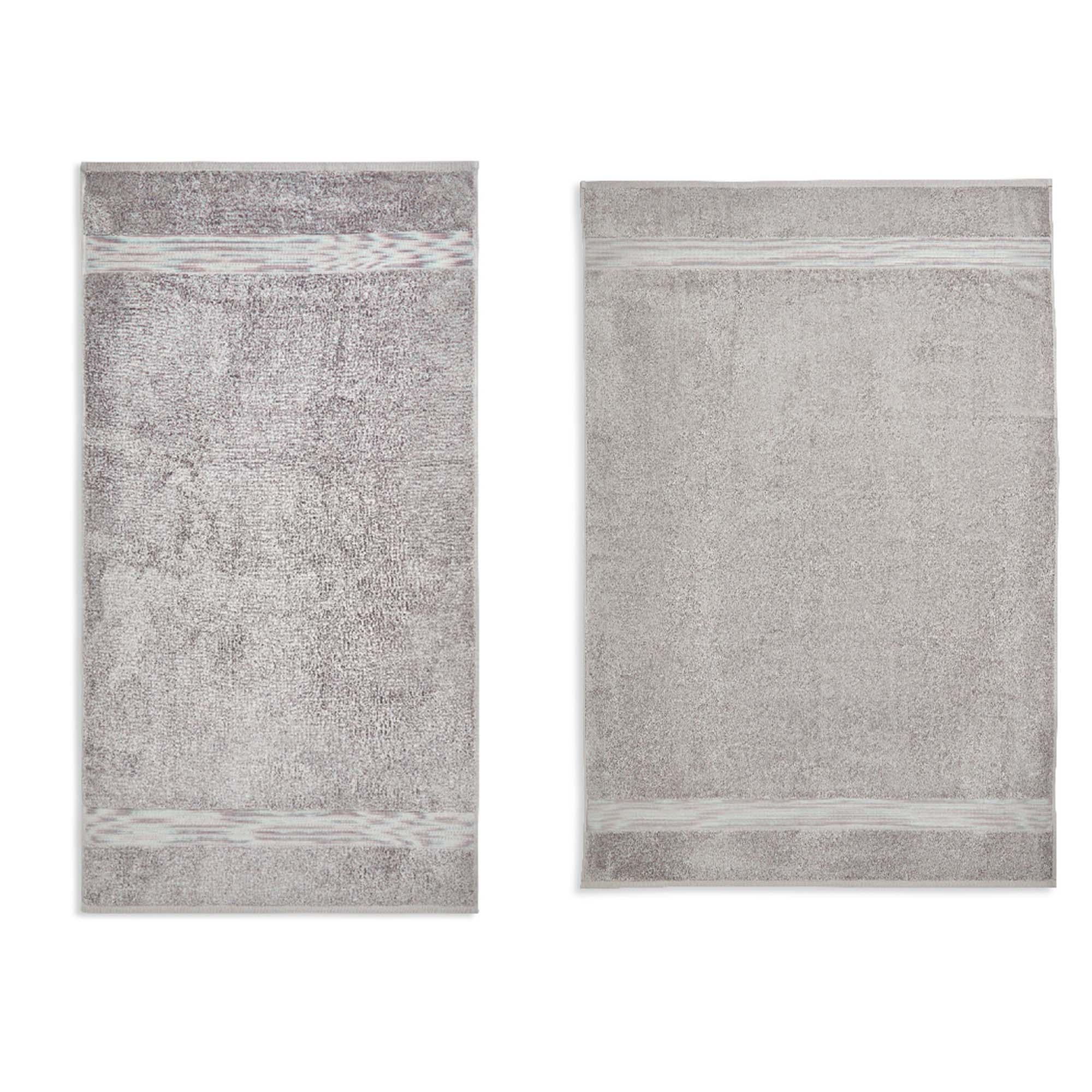 Luxury Egyptian Cotton Bath Towel or Sheet with Plush Pile, Silver Striped Design