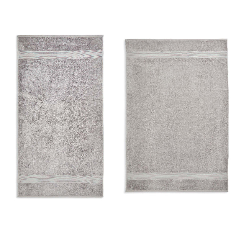 Luxury Egyptian Cotton Bath Towel or Sheet with Plush Pile, Silver Striped Design