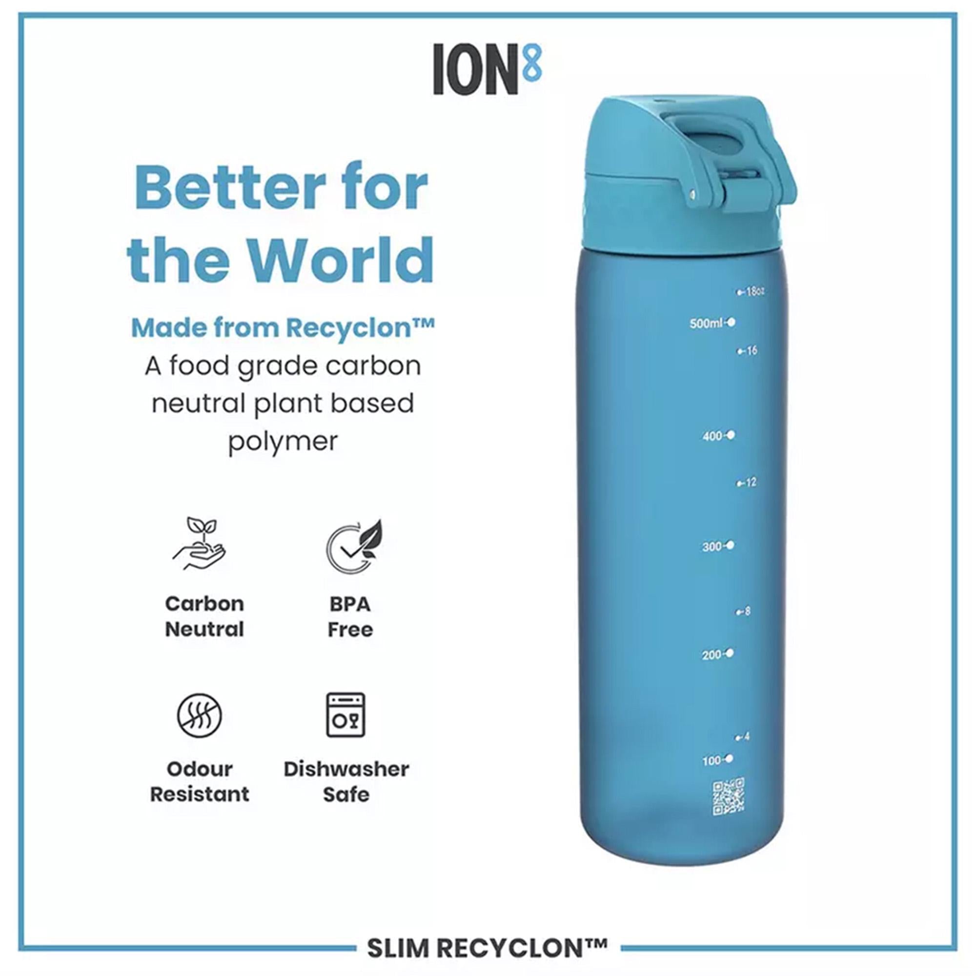 Ion8 Blue Transparent Water Bottle 500ml, UK version