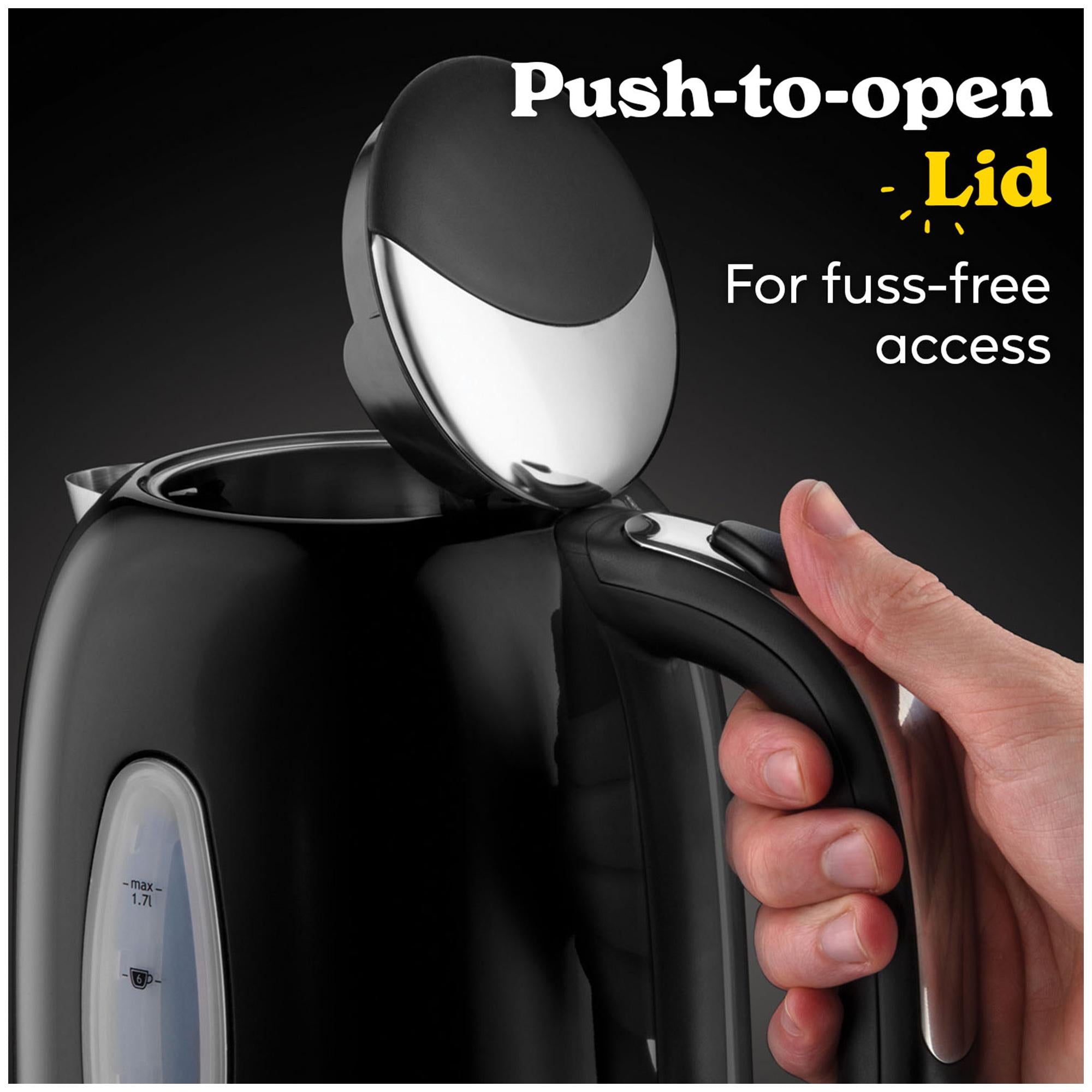 Russell Hobbs black electric kettle 1.7L, imported from the UK