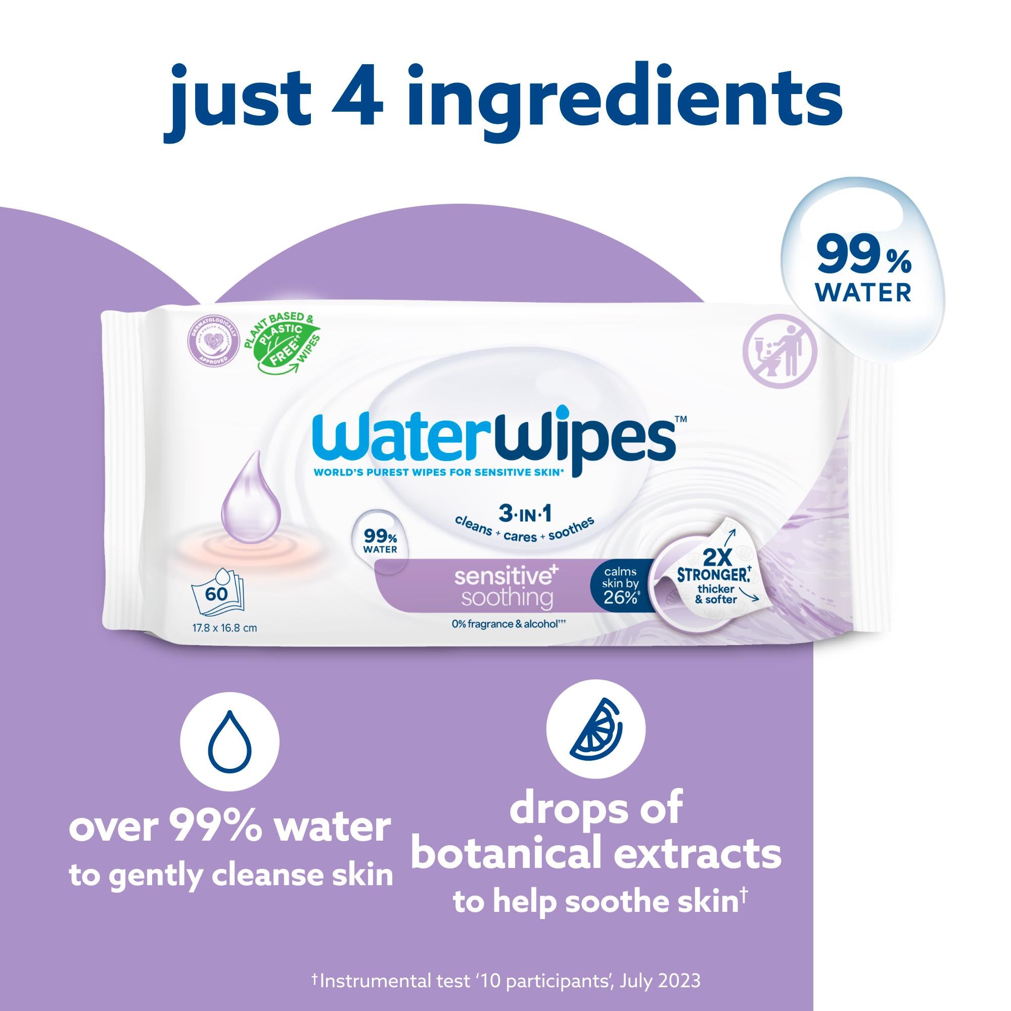 WaterWipes Soothing Clean baby wipes 60 pack (British brand)