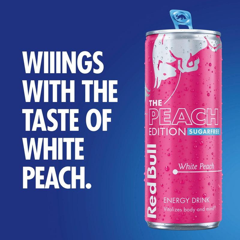 Red Bull White Peach Sugar Free energy drink 473ml - British product