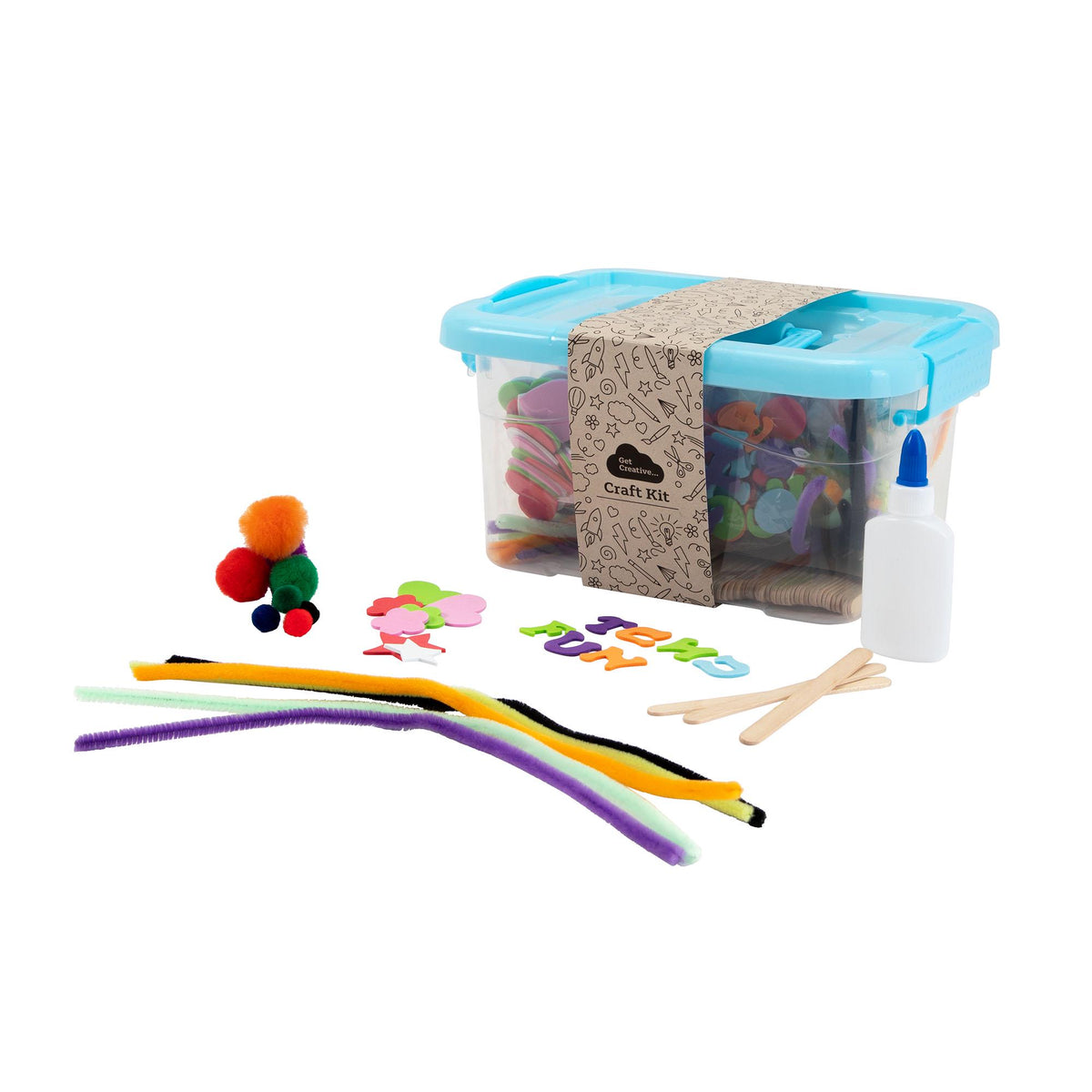 Get Creative Craft box with pipe cleaners foam shapes, UK version