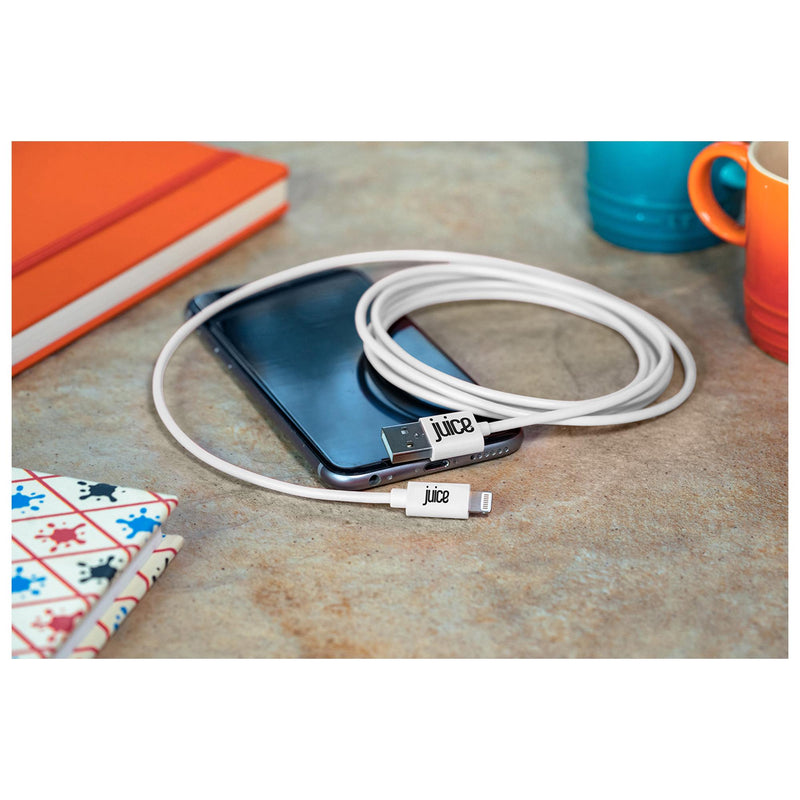 Juice Lightning Cable White 2 meter length for mobile, UK version