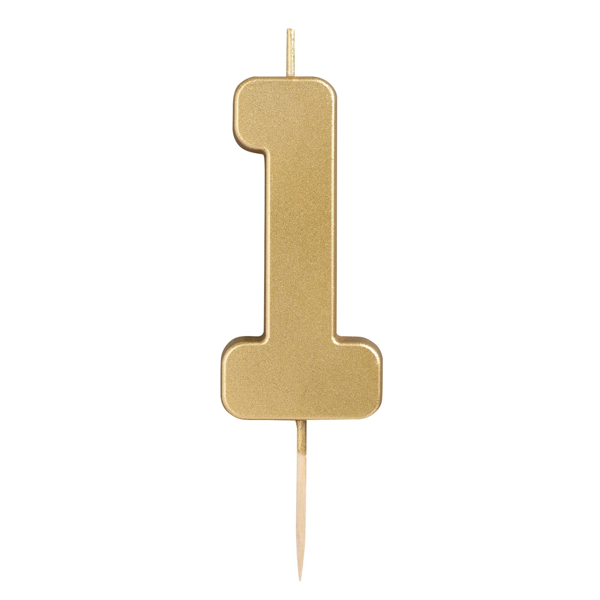 Sainsbury's gold number 1 candle 8cm (British brand)