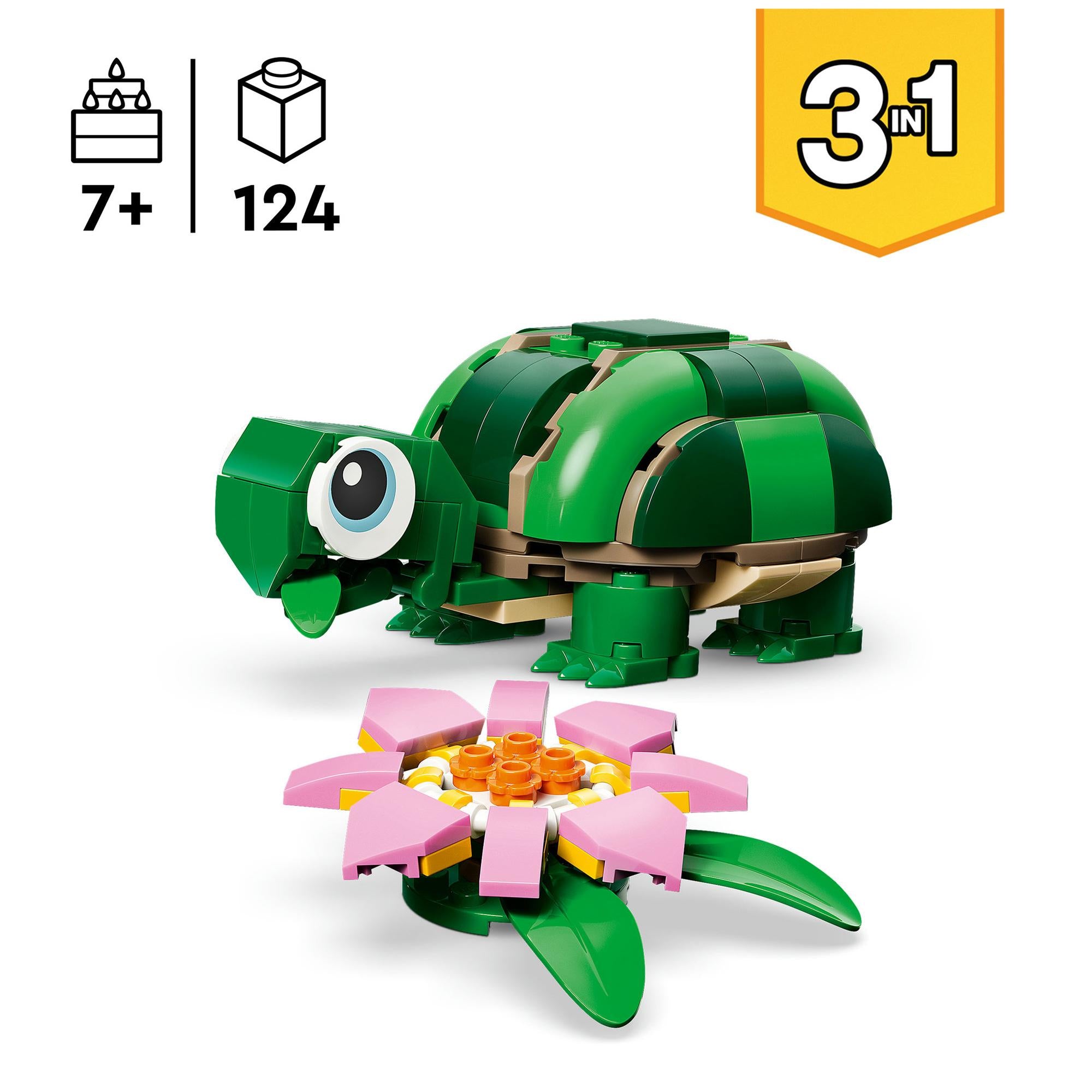 LEGO Creator 3-in-1 turtle with water lily 31377, imported from the UK