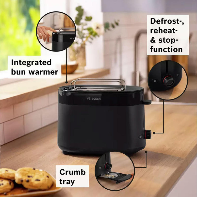 Bosch toaster black 2 slice, imported from the UK