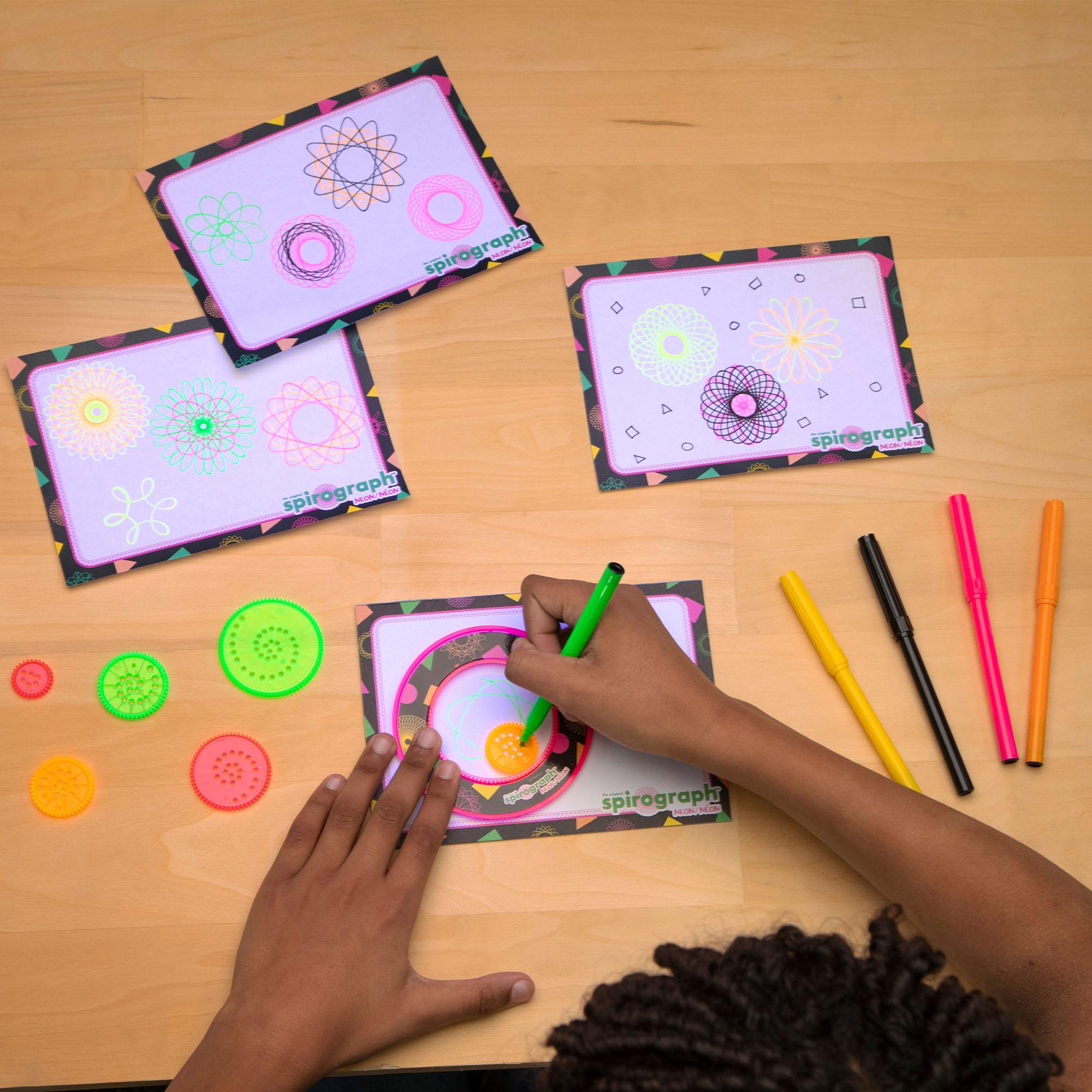 Spirograph neon design set with precision wheels and pens, UK version