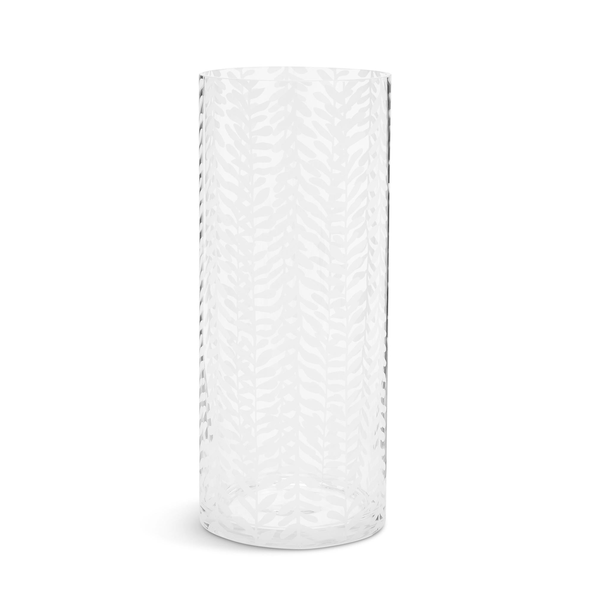 Habitat etched floral glass vase 29.5cm, UK version