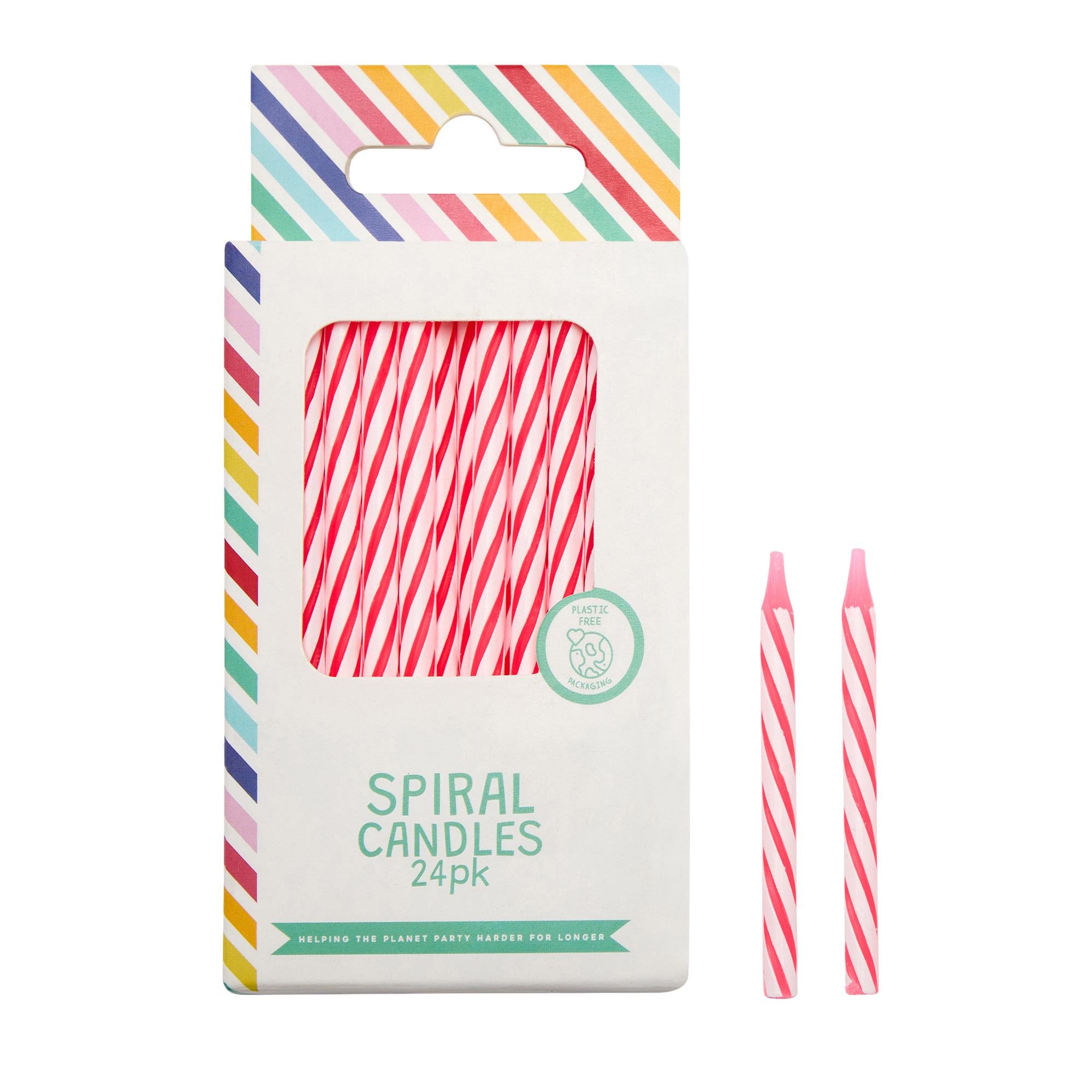 Sainsbury's pink spiral candles 24 pack, UK version