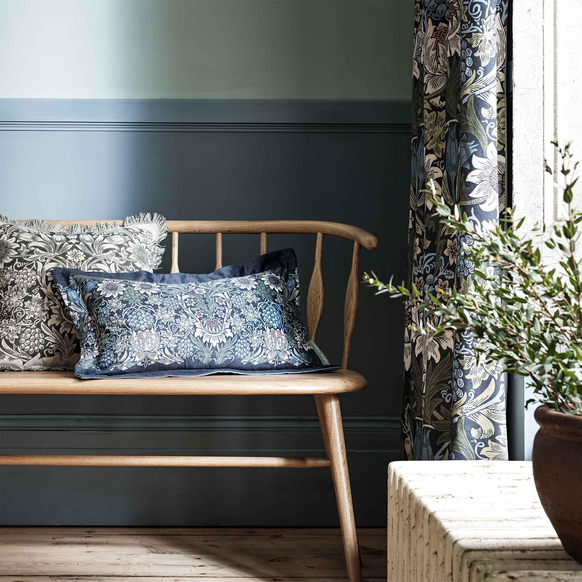 Habitat Sunflower Velvet cushion navy (British brand)
