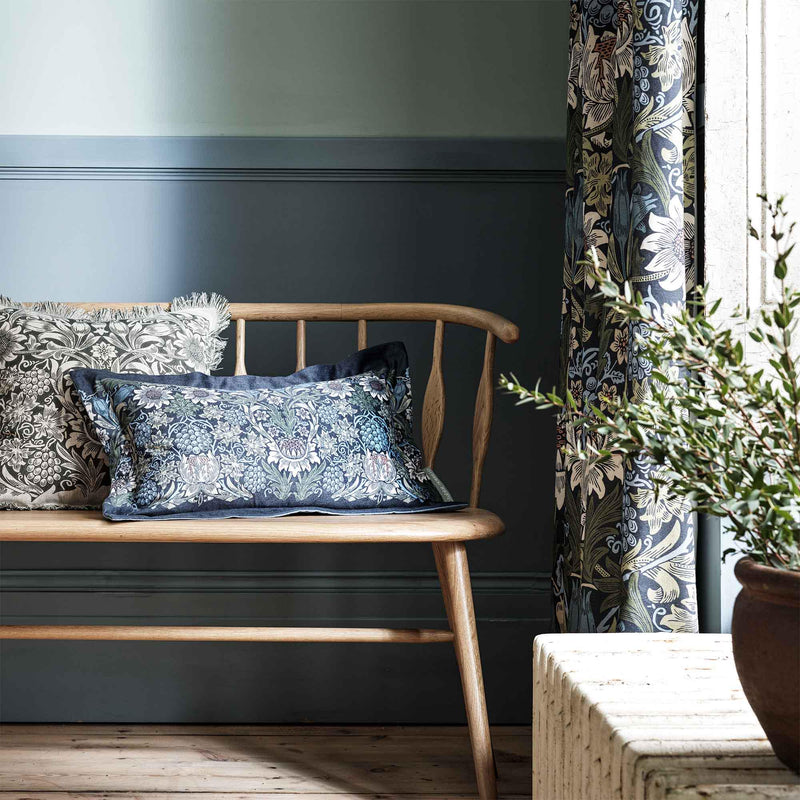 Habitat Sunflower Velvet cushion navy (British brand)
