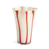Habitat milk glass handkerchief red stripe vase, imported from the UK