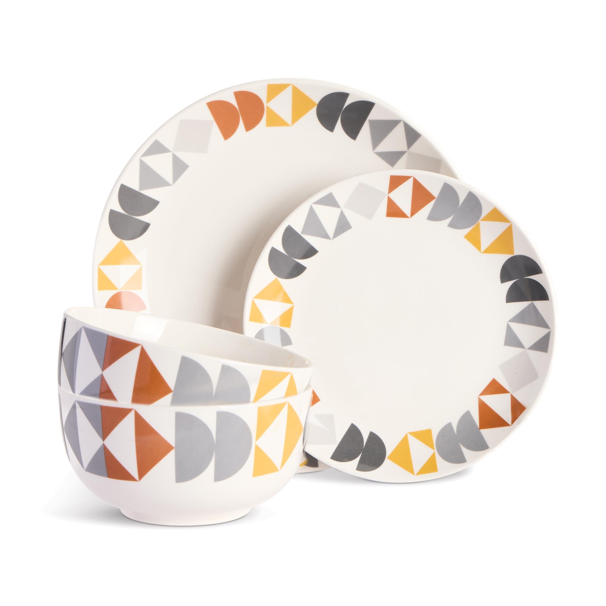 Sainsbury's Home Geo Decal dinner set 12-piece, imported from the UK