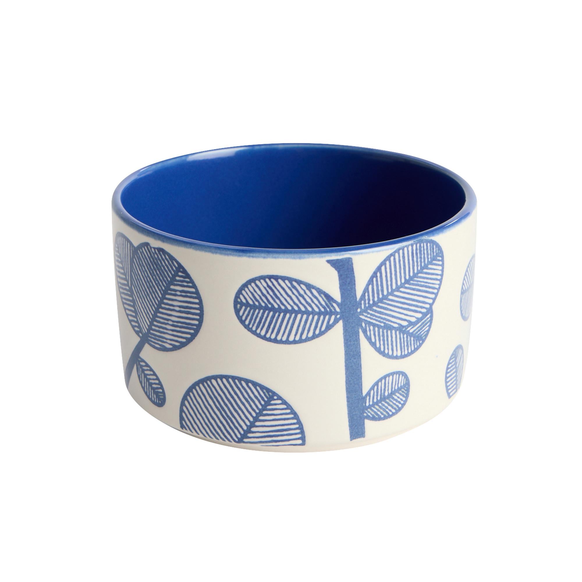 Habitat Blue Leaf stoneware nibble bowl 11cm (British brand)
