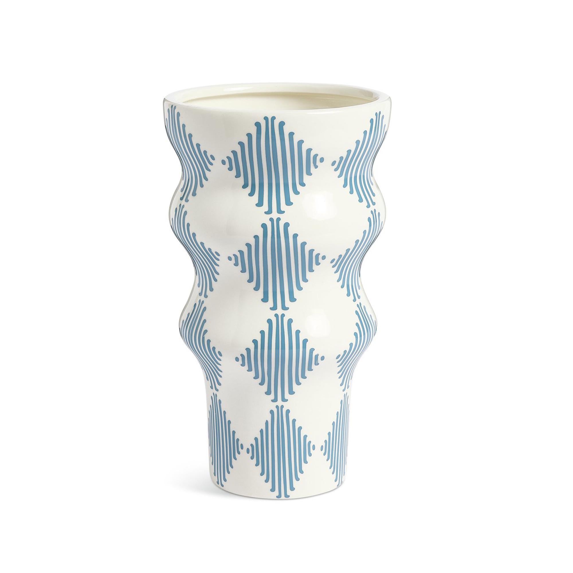 Habitat Harlequin ceramic flared vase blue - British product