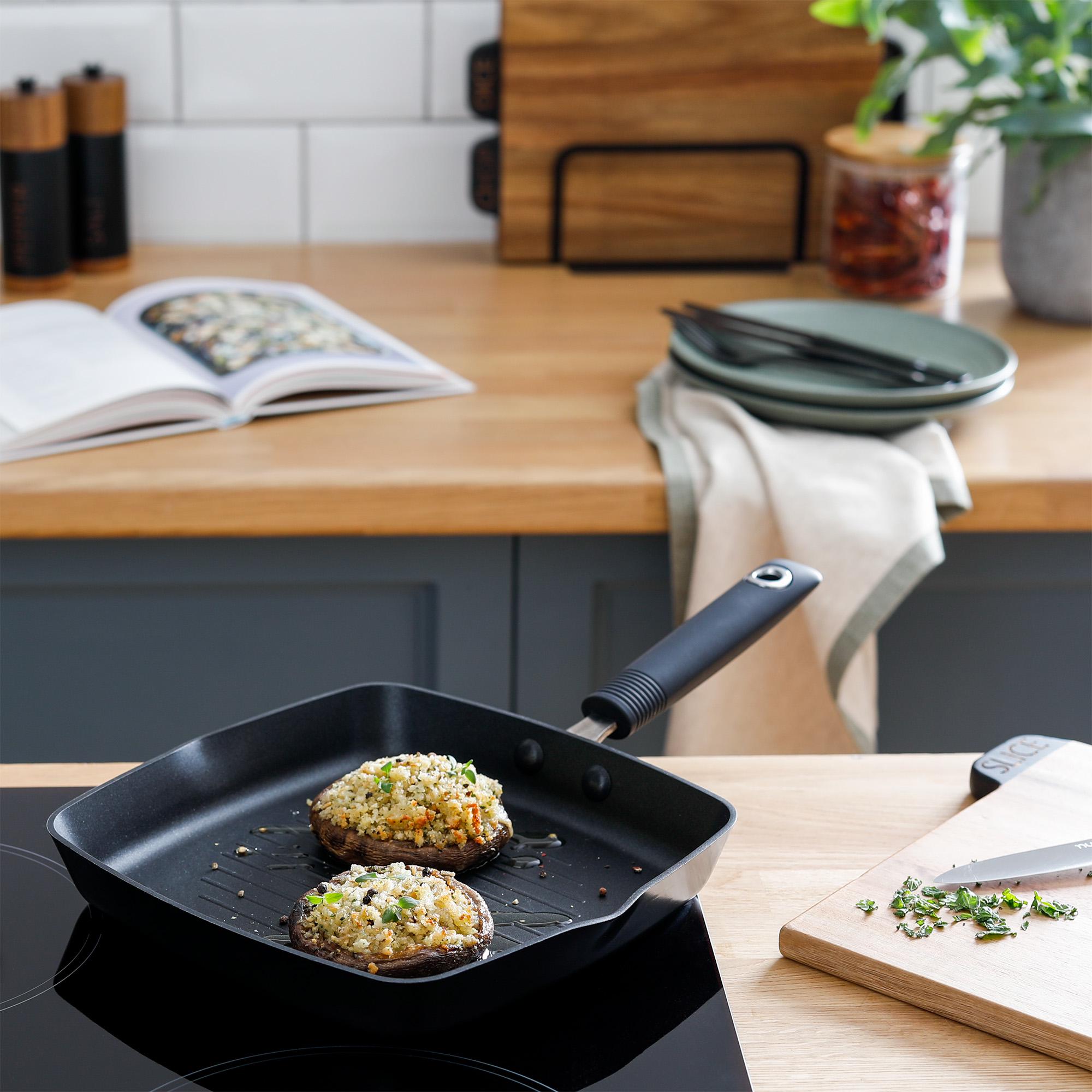 Habitat Black Aluminium Griddle Pan 24cm Non-Stick, UK version
