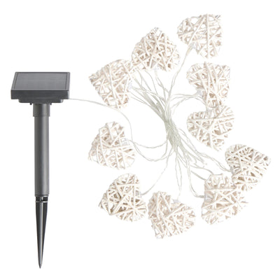 Sainsburys Sainsbury's Garden Solar Rattan Heart String Lights 10 Lights- Buy online at McGrocer
