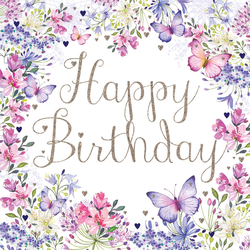 Nigel Quiney Publications birthday card flowers butterflies 15x15cm - British product