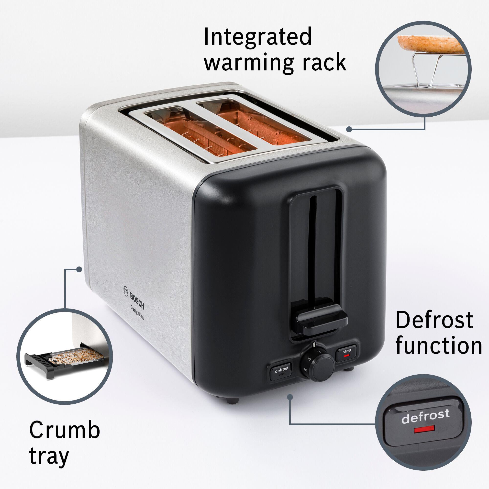 Bosch DesignLine 2-slice toaster stainless steel (British brand)