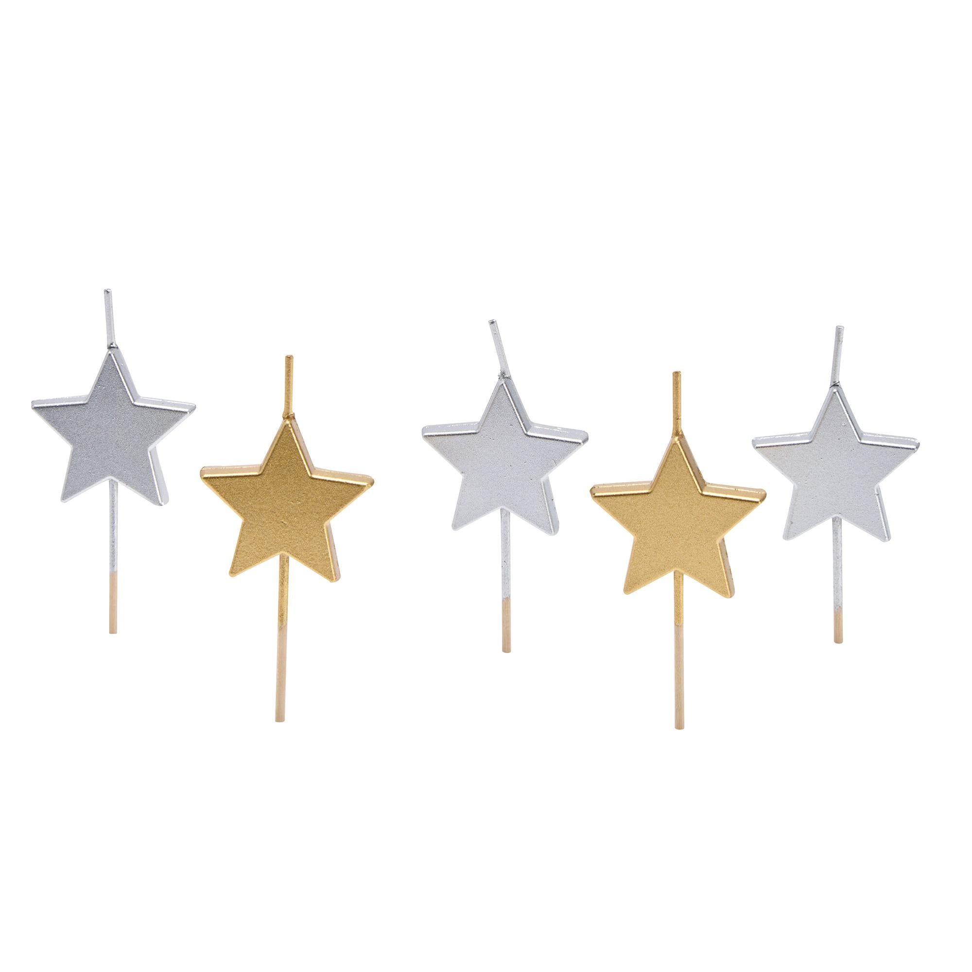 Sainsbury's metallic star candles, pack of 5, imported from the UK