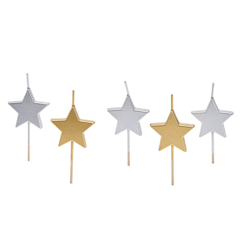 Sainsbury's metallic star candles, pack of 5, imported from the UK