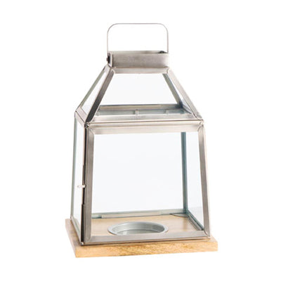Sainsburys Habitat Small Silver and Wooden Lantern- Buy online at McGrocer