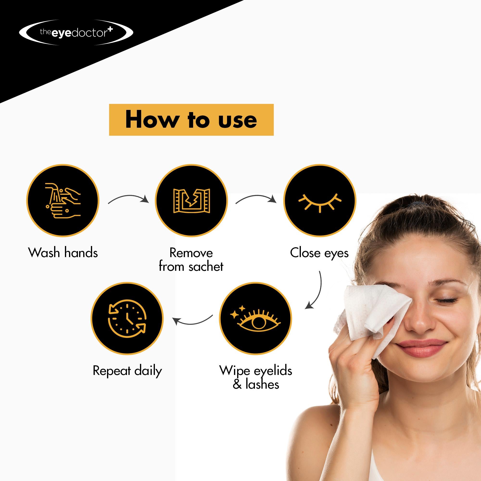 The Eye Doctor biodegradable eyelid wipes x20, UK version