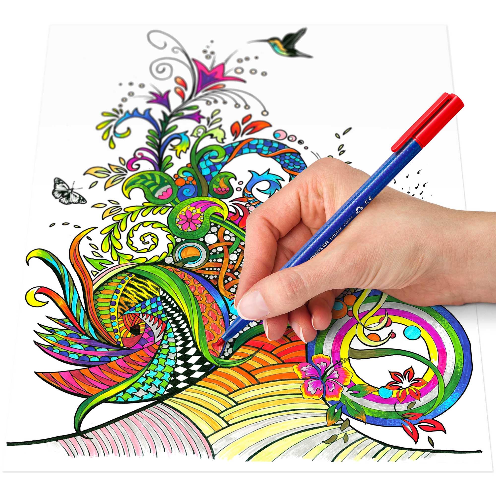 Staedtler Triplus pack of 10 fibre-tip pens in assorted colours - British product